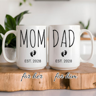 Taza De Café Revelación de Nuevo Bebé Personalizada   Mamá Papá