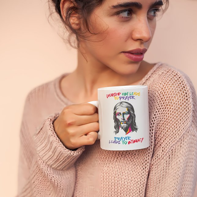 Taza De Café Revelación divina: Adorar lo lleva a rezar (Subido por el creador)
