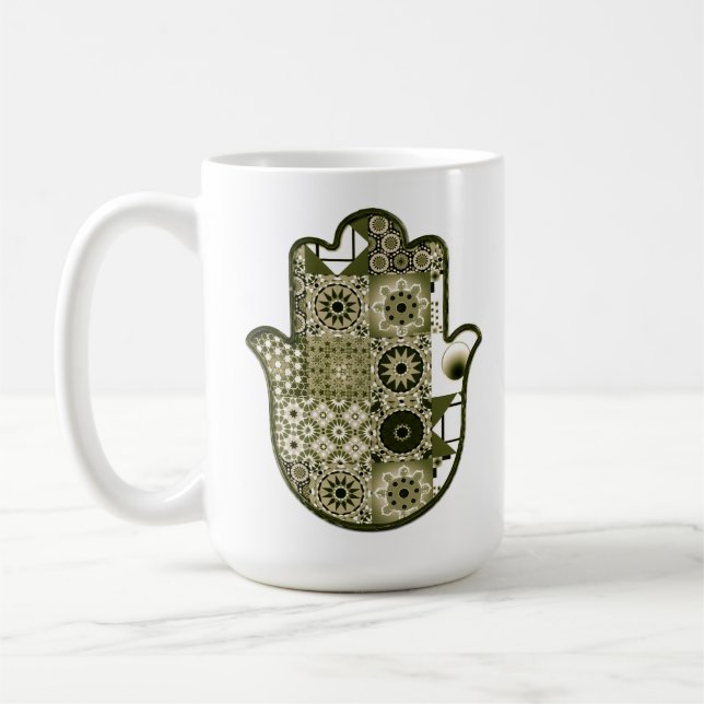 Taza De Café Revisitar Khamsa Parche Mano 2 (Izquierda)