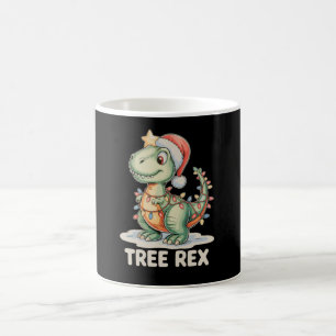 Taza De Café Rex árbol luces de Navidad dinosaurio Xmas T Rex