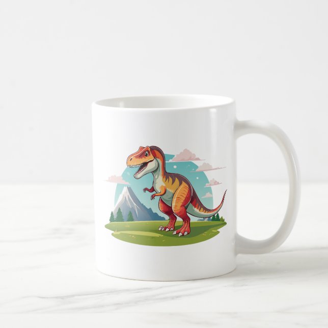 Taza De Café Rex de dinosaurio T con montaña (Derecha)