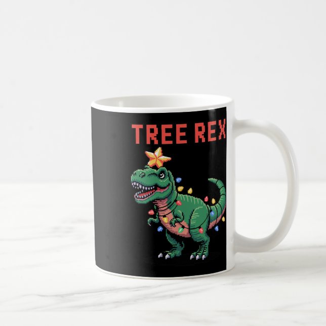 Taza De Café Rex del árbol suéter feo de Navidad Dinosaurio  (Derecha)