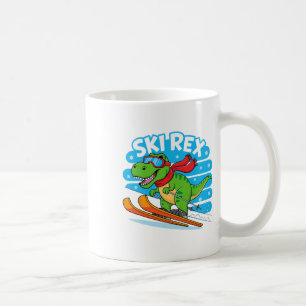 Taza De Café Rex Divertido Esquí Dinosaurio Diseño Deportes Inv
