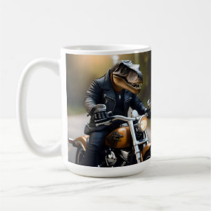 Taza De Café **"Rex reactivado: T-Rex en cuero en motocicleta