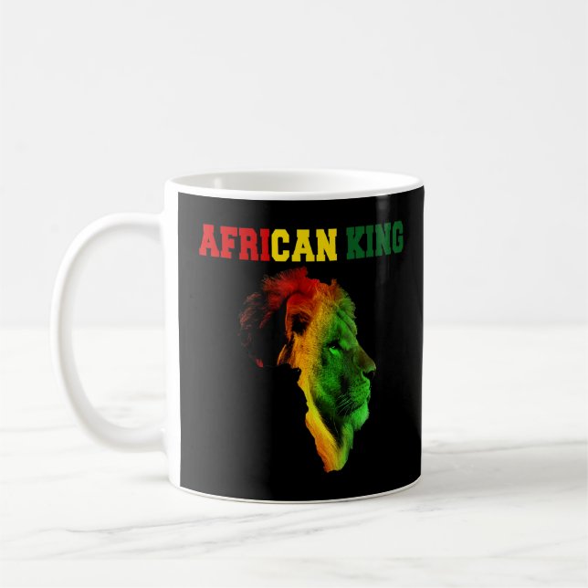 Taza De Café Rey Africano Mes de Historia Negra Bandera de León (Izquierda)