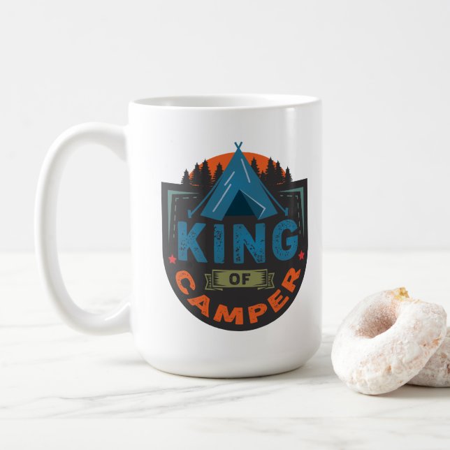 Taza De Café Rey de Camping (Con donut)