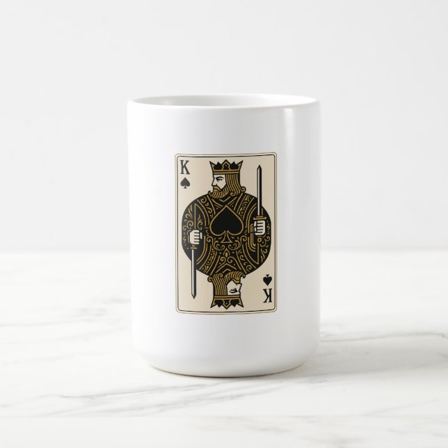 Taza De Café Rey de espadas — Negro Regal y Oro (Centro)