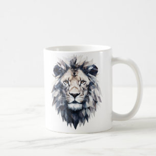 Taza De Café Rey de los Ángulos: Geometría Majestuosa del León