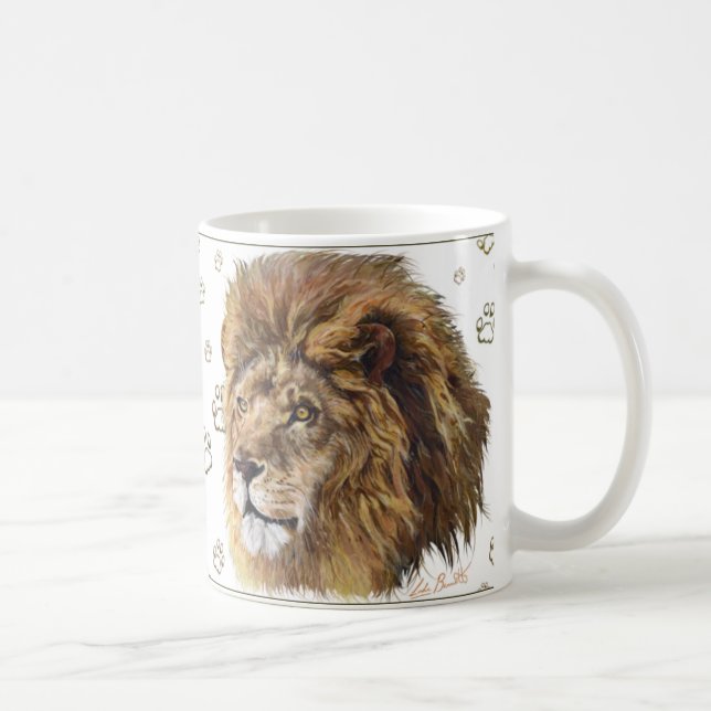 Taza De Café Rey Lion Paw Print Mug, blanca (Derecha)