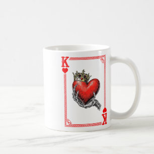 Taza De Café Rey Reina De Corazones Jugando Tarjeta Pareja