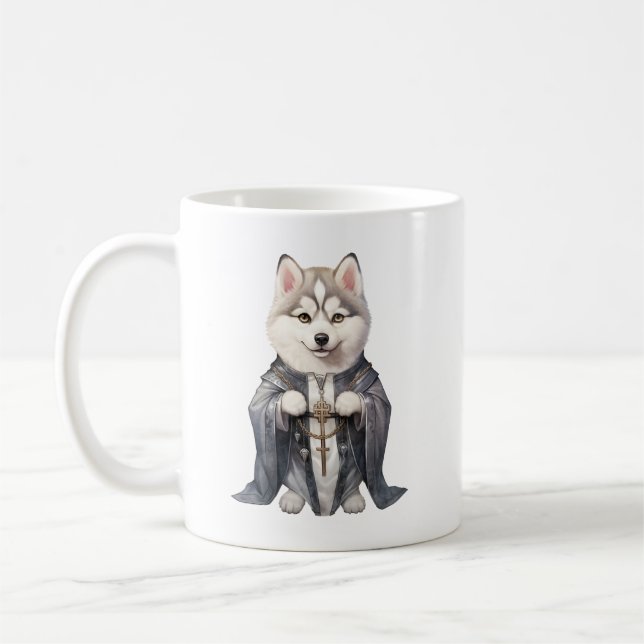 Taza De Café Rey sacerdote Perro Husky Siberiano (Izquierda)
