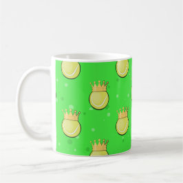 Taza De Café Rey Tenis - Patrón continuo sobre fondo verde