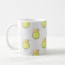 Taza De Café Rey Tenis - Patrón sin Costuras sobre Fondo Gris