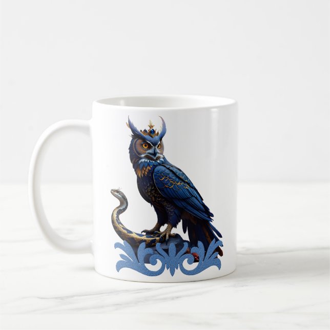 Taza De Café Reyes de cielos y tierra, el búho majestuoso (Izquierda)