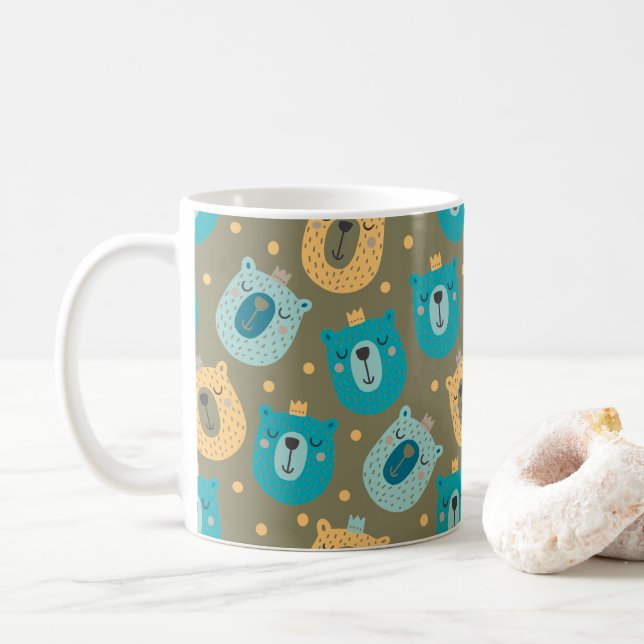 Taza De Café Reyes del oso feliz (Con donut)