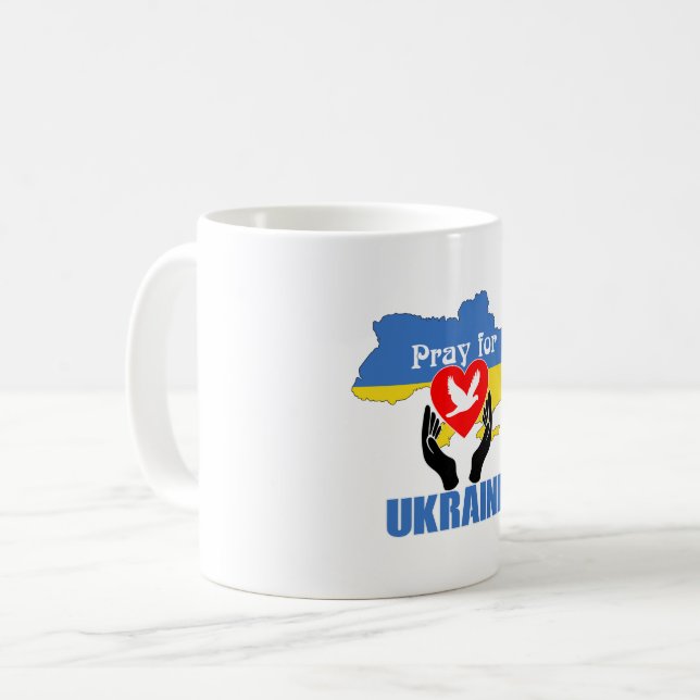 Taza De Café Rezar por Ucrania - Paz y amor (Anverso izquierdo)