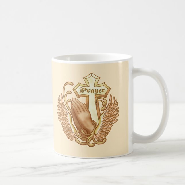 Taza De Café Rezar siempre la cruz cristiana (Derecha)