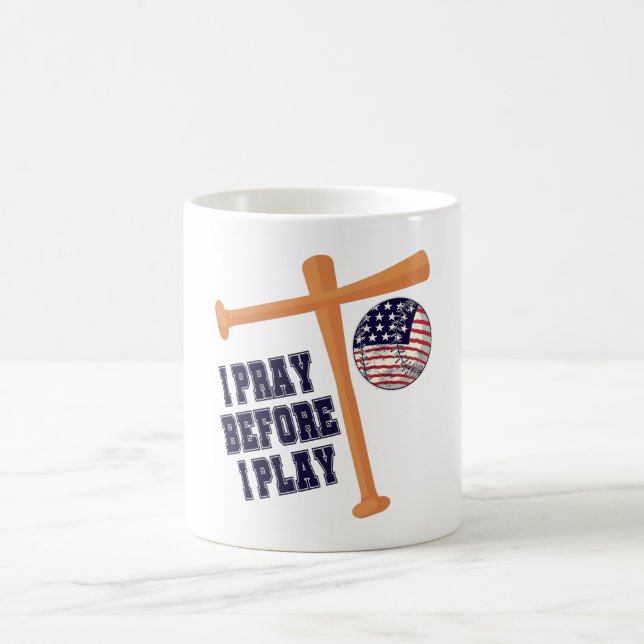 Taza De Café Rezo antes de jugar al juego Basebal (Centro)