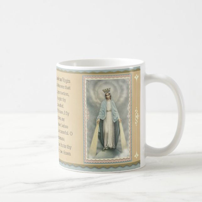 Taza De Café Rezo bendecido de Memorare del Virgen María (Derecha)