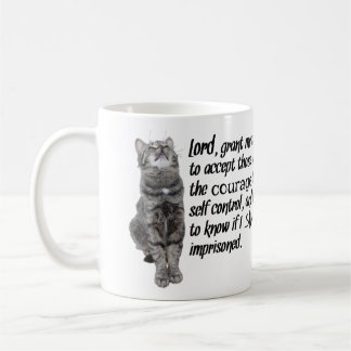 Taza De Café Rezo divertido de la serenidad con los gatos