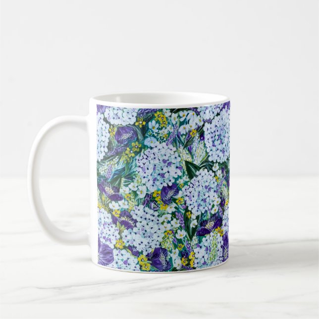 Taza De Café Rhapsody - Hydrangea y Poppy Floral Mug (Izquierda)