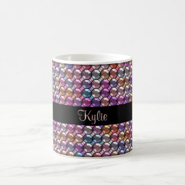 Taza De Café Rhinestone colorido con nombre personalizado