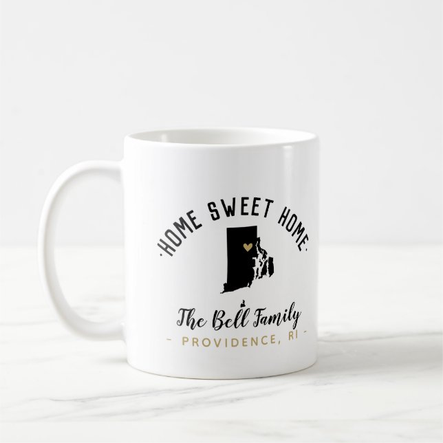 Taza De Café Rhode Island Hogar Dulce Familia Monograma Mug (Izquierda)