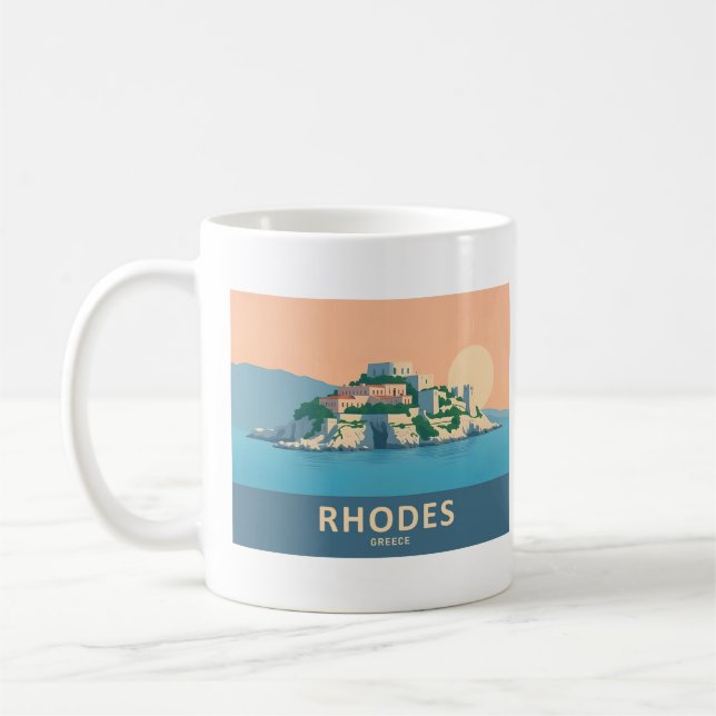 Taza De Café Rhodes Greece Pastel Travel - Ciudad medieval anti (Izquierda)