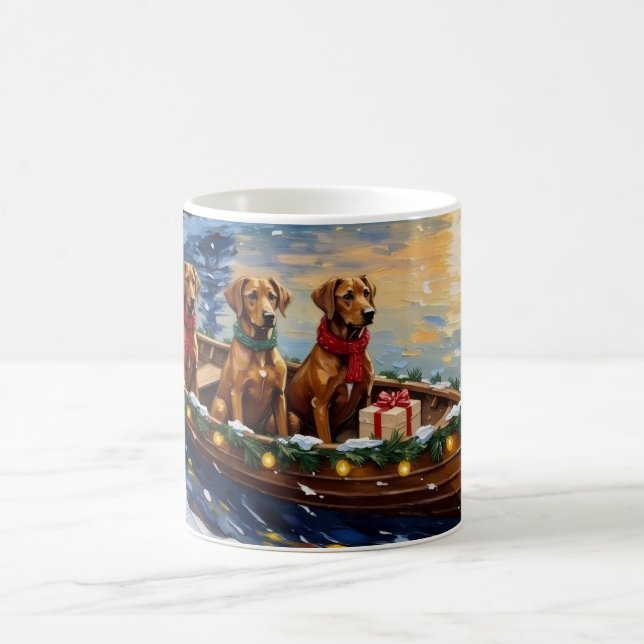 Taza De Café Rhodesian Ridgeback Christmas Boat Holiday (Centro)