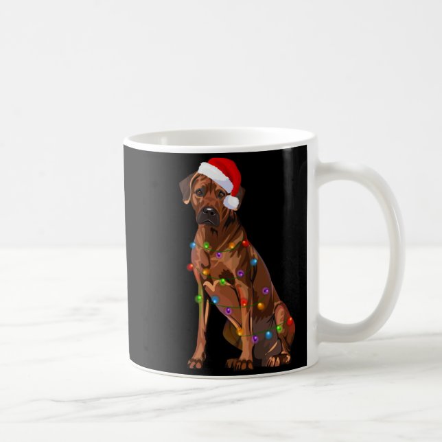 Taza De Café Rhodesian Ridgeback Christmas Lights Xmas Dog Love (Derecha)