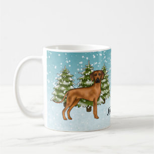 Taza De Café Rhodesian Ridgeback con el nombre Bosque Invernal