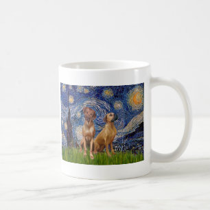 Taza De Café Rhodesian Ridgeback Pair - Noche estrellada