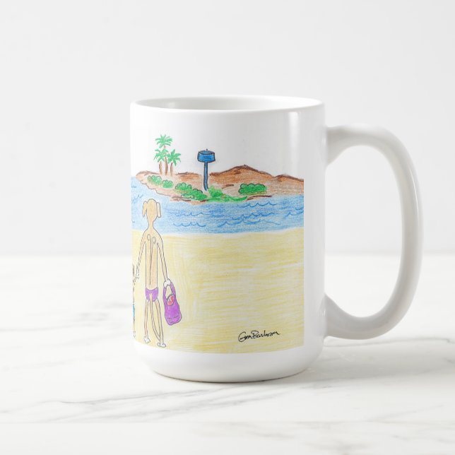 Taza De Café Rhodesian Ridgebacks va a la playa (Derecha)