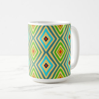 Taza De Café Rhombus Diamond Green Blue Geometrical 
