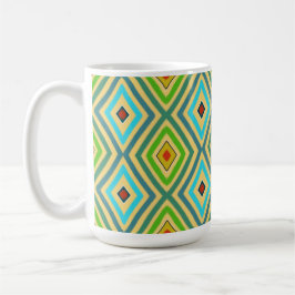 Taza De Café Rhombus Diamond Green Blue Geometrical 