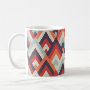 Taza De Café Rhombus Geométrico: Patrón Vintage colorido.