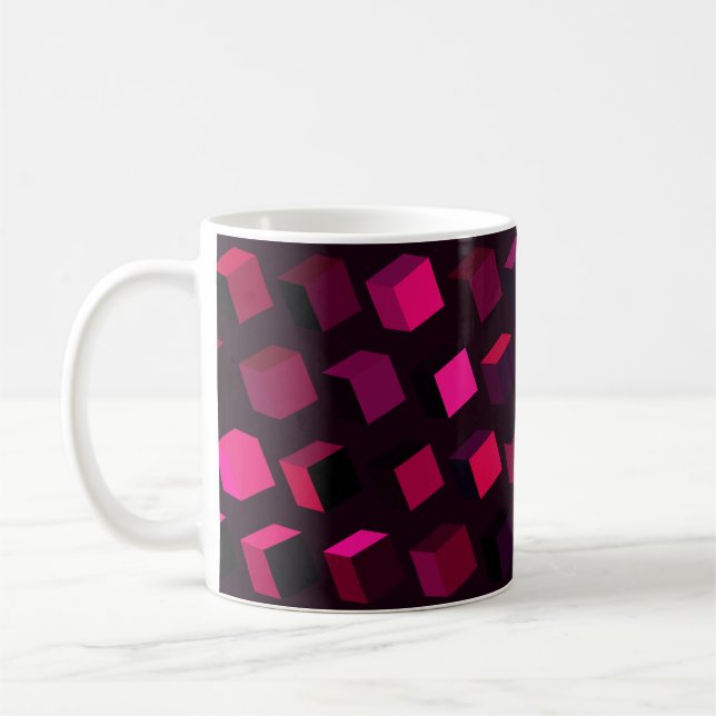 Taza De Café Rhombus rosado oscuro: decoración abstracta degrad (Izquierda)