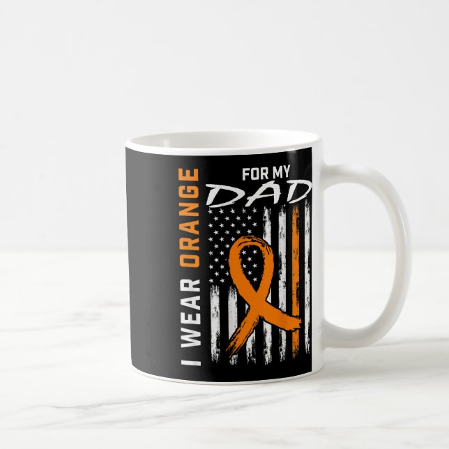 Taza De Café Ribbon Dad Leukemia Awareness American Flag Graphi (Derecha)