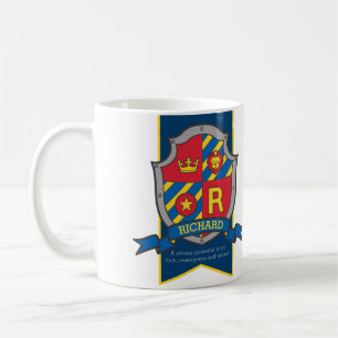 Taza De Café Richard knight shield rojo nombre azul significa m