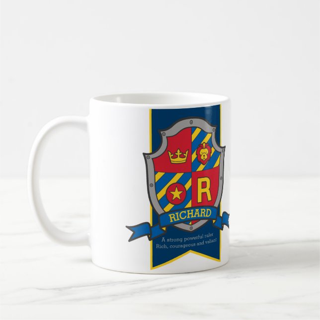 Taza De Café Richard knight shield rojo nombre azul significa m (Izquierda)