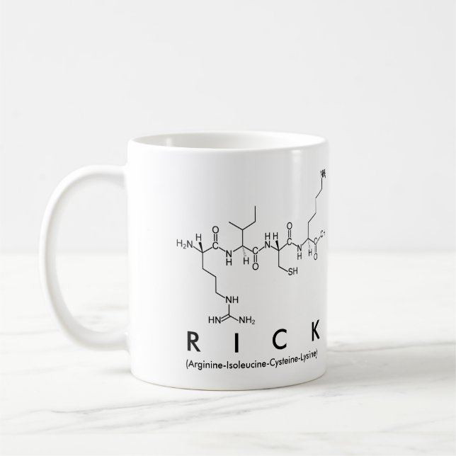 Taza De Café Rick peptide name mug (Izquierda)