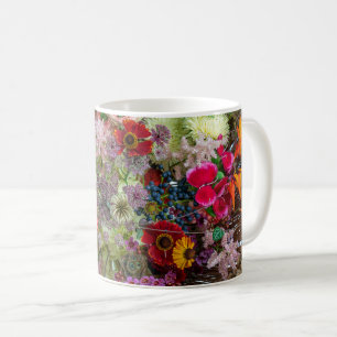 Taza De Café Rico ramo floral de otoño con gerberas y bayas