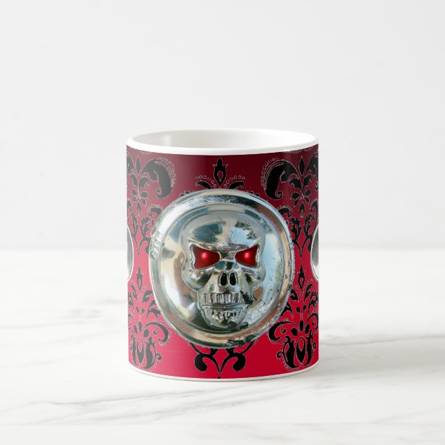 Taza De Café RIDERS DE CRISTAL ROJO BURGUNDY NEGRO DAMASK , Rub (Centro)