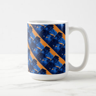 Taza De Café "Ridge congelado 1 azul sobre Naranja con mosaico"