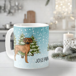 Taza De Café Ridgeback Rhodesiano con nombre Selva de Invierno 
