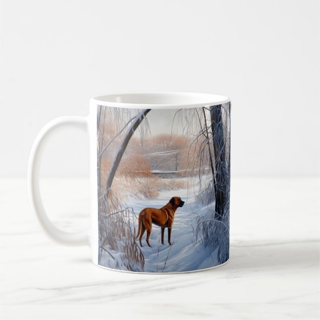 Taza De Café Ridgeback ruso deja que nieve Navidades (Izquierda)
