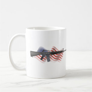 Taza De Café Rifle M16 con bandera estadounidense