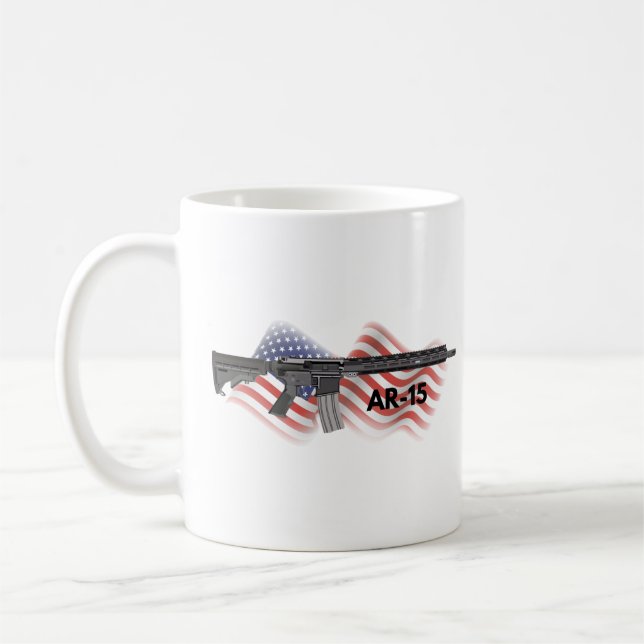 Taza De Café Rifle semiautomático Patriótico AR-15 (Izquierda)