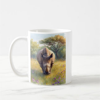 Taza De Café Rinoceronte Africano Clásico Retro