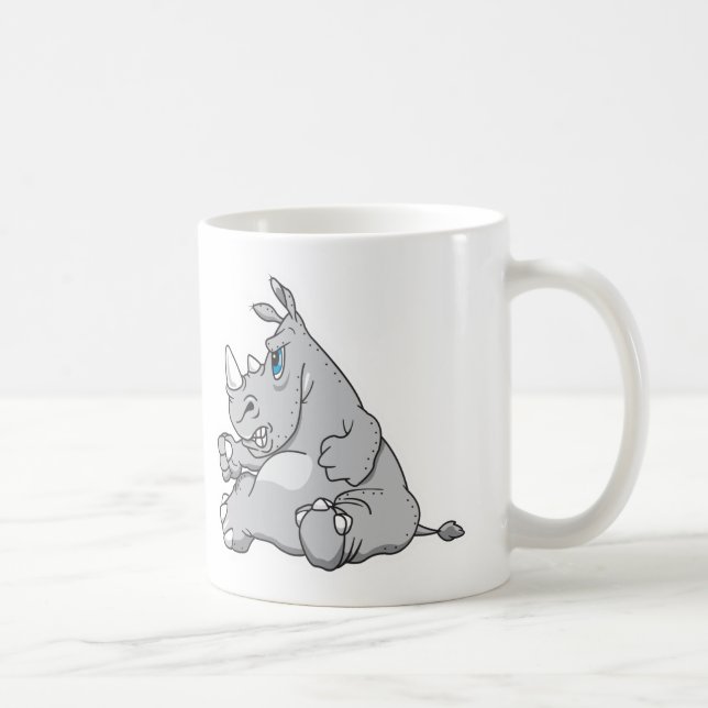 Taza De Café rinoceronte sentado terco (Derecha)